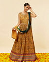 Mustard Yellow Abstract Print Anarkali Suit